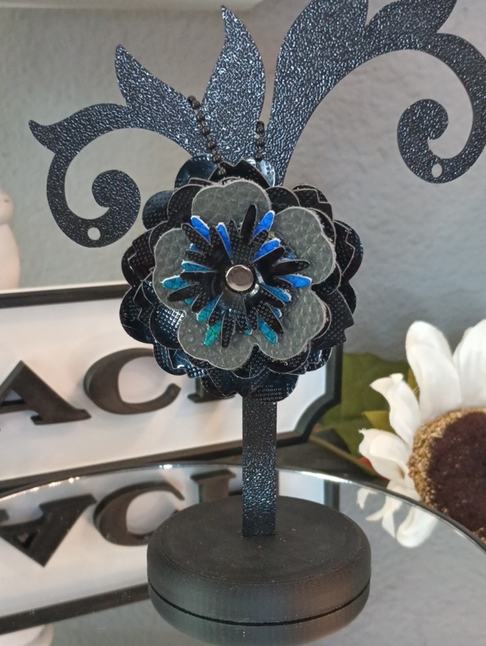 Rooster Rose Black and Blue